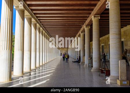 La Stoa d'Attalos à l'Agora d'Athènes à Athènes, Grèce Banque D'Images