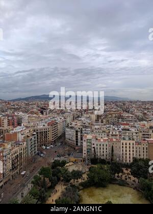 Vue à vol d'oiseau, la ville de Barcelone, Espagne Banque D'Images