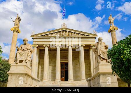 Académie d'Athènes, l'académie nationale de la Grèce à Athènes, Grèce Banque D'Images