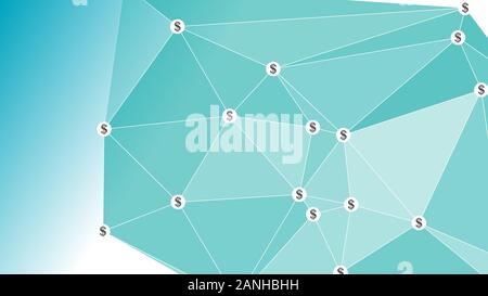 Le symbole du dollar dans les cercles blancs connecté, les connexions des formes triangle Illustration de Vecteur