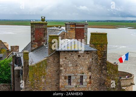 Maisons typiques du Mont Saint Michel.Normandie, France Banque D'Images