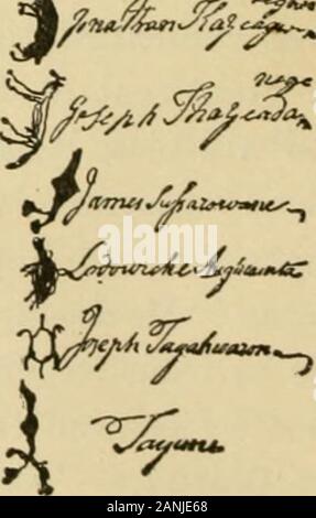 Éléments essentiels de l'histoire des États-Unis . &Gt;t Cy^l^J^^^ J'•^ ^^^(.^^^^.W. ^^"  =&Lt ;/"".^^^^^ . Réception des Indiens pour dix mille dollars pour versement de terres vendues par les représentants des Six Nations pour les descendants ofWilliam Penn, 1769. Penn toujours maintenu son attitude amicale envers thecolony, et dans ses vieux a écrit il y a, si, dans la relation entrenous, le peuple veut de moi tout ce qui pourrait les rendre Banque D'Images