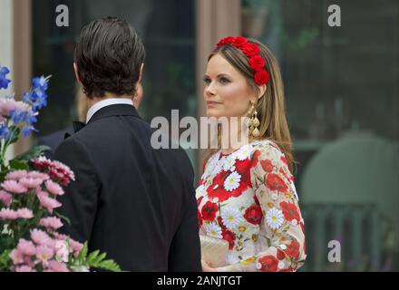 Stockholm, SUÈDE - 11 JUIN 2019 : la famille royale suédoise au Prix de la musique polaire 2019. Le Prince Carl Philip Et La Princesse Sofia De Suède. Banque D'Images