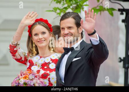 Stockholm, SUÈDE - 11 JUIN 2019 : la famille royale suédoise au Prix de la musique polaire 2019. Le Prince Carl Philip Et La Princesse Sofia De Suède. Banque D'Images