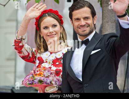 Stockholm, SUÈDE - 11 JUIN 2019 : la famille royale suédoise au Prix de la musique polaire 2019. Le Prince Carl Philip Et La Princesse Sofia De Suède. Banque D'Images