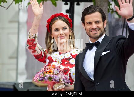 Stockholm, SUÈDE - 11 JUIN 2019 : la famille royale suédoise au Prix de la musique polaire 2019. Le Prince Carl Philip Et La Princesse Sofia De Suède. Banque D'Images