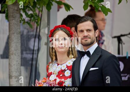 Stockholm, SUÈDE - 11 JUIN 2019 : la famille royale suédoise au Prix de la musique polaire 2019. Le Prince Carl Philip Et La Princesse Sofia De Suède. Banque D'Images