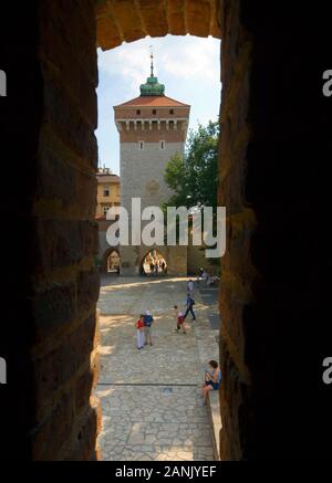 Pologne, Cracovie, St porte Saint-Florian, entrée de la Vieille Ville Banque D'Images