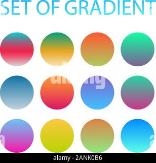 Gradient arrondis bouton sphère holographique. Multicolor vert violet orange rose jaune liquide cyan gradients cercle coloré, soft boutons ronds ou des sphères de couleur vive télévision vector set Illustration de Vecteur