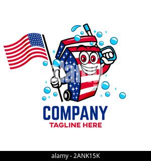 Patriote américain moderne logo de corbeille. Vector illustration. Illustration de Vecteur