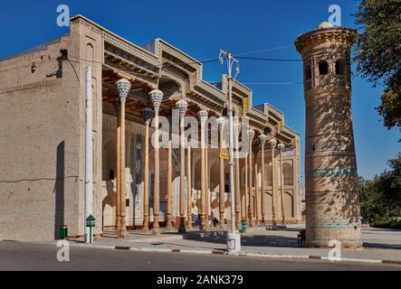 Colonnes d'Hovuz ou mosquée Bolo Bolo Hauz mosquée, Boukhara, Ouzbékistan, l'Asie centrale Banque D'Images