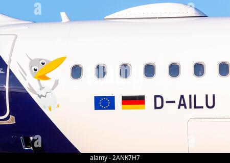 Munich, Allemagne - le 16 janvier 2020 Airbus A319 Lufthansa : avion à l'aéroport de Munich (MUC) en Allemagne. Airbus est un constructeur aéronautique de Toulous Banque D'Images