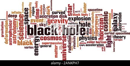 Concept de nuage de mots de trou noir. Collage composé de mots sur le trou noir. Illustration vectorielle Illustration de Vecteur