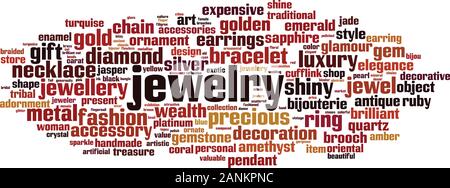 Concept de nuage de mots de bijoux. Collage de mots sur des bijoux. Illustration vectorielle Illustration de Vecteur
