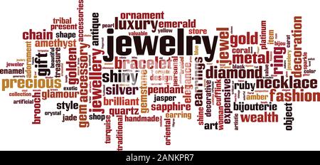 Concept de nuage de mots de bijoux. Collage de mots sur des bijoux. Illustration vectorielle Illustration de Vecteur
