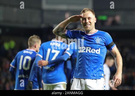 Glasgow, Ecosse, Royaume-Uni. 17 janvier 2020. Rangers FC joué contre Stranraer FC au cours de la quatrième (4e) tour de la Scottish Cup à Ibrox stadium football, Glasgow, Scotland, UK dans une compétition knock out pour déterminer l'équipe qui va de l'avant pour le tour suivant. Les Rangers sont actuellement deuxième en Premier League et Stranraer sont placés dixième (10e) dans la première division. Rangers a remporté 2 - 0 Crédit : Findlay/ Alamy News Banque D'Images