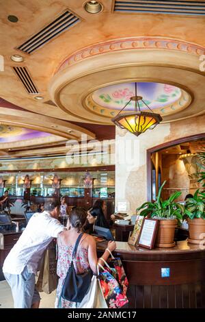 Miami Florida, Aventura, Aventura Mall, Cheesecake Factory, restaurant restaurants repas manger dehors café cafés bistrot, intérieur intérieur, visiteurs trave Banque D'Images