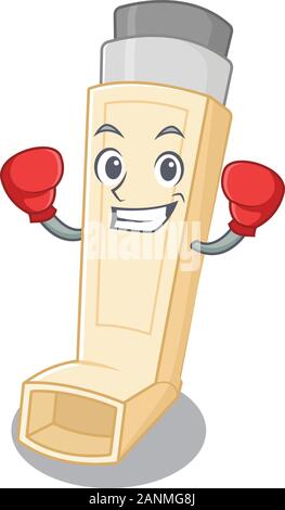 Boxe sportive asthme inhalateur mascot character style Illustration de Vecteur