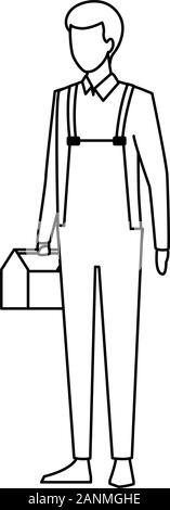 Avatar builder homme debout icône, modèle plat Illustration de Vecteur