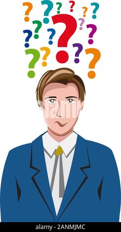 Les vecteur doute, point d'interrogation dans la tête Illustration de Vecteur