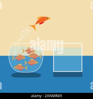 Goldfish sautant hors de l'eau. Vector design plat Illustration de Vecteur