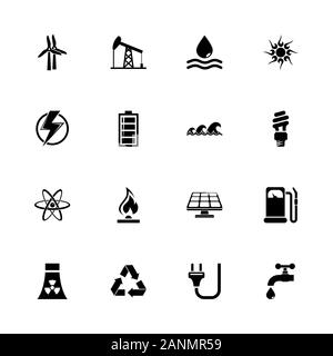 Les icônes de l'énergie - Étendre à n'importe quelle taille - Changement à n'importe quelle couleur. Télévision Vector Icons - Illustration noir sur fond blanc. Illustration de Vecteur