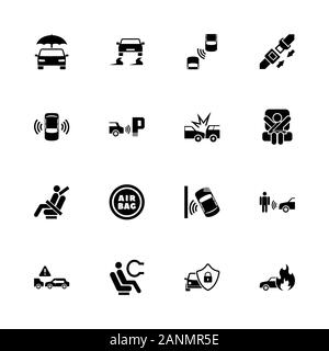 Les icônes de sécurité auto - Étendre à n'importe quelle taille - Changement à n'importe quelle couleur. Télévision Vector Icons - Illustration noir sur fond blanc. Illustration de Vecteur