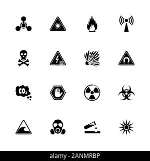 Les icônes de danger - Étendre à n'importe quelle taille - Changement à n'importe quelle couleur. Télévision Vector Icons - Illustration noir sur fond blanc. Illustration de Vecteur