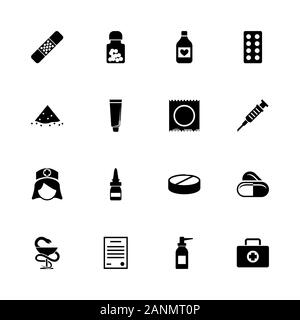 Icônes de la pharmacie - Étendre à n'importe quelle taille - Changement à n'importe quelle couleur. Télévision Vector Icons - Illustration noir sur fond blanc. Illustration de Vecteur