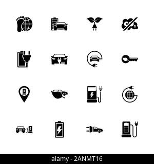 Voiture électrique icons - Étendre à n'importe quelle taille - Changement à n'importe quelle couleur. Télévision Vector Icons - Illustration noir sur fond blanc. Illustration de Vecteur