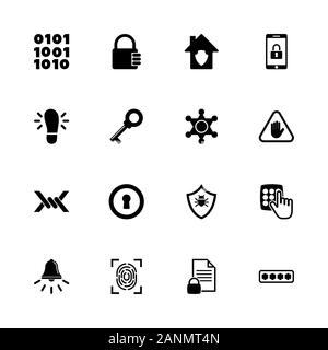 Les icônes de sécurité - Étendre à n'importe quelle taille - Changement à n'importe quelle couleur. Télévision Vector Icons - Illustration noir sur fond blanc. Illustration de Vecteur