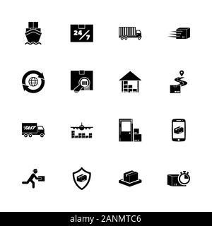 Expédition et livraison - agrandir les icônes dans n'importe quelle taille - Changement à n'importe quelle couleur. Télévision Vector Icons - Illustration noir sur fond blanc. Illustration de Vecteur