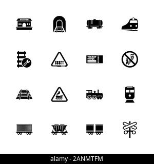 Icônes des trains - Étendre à n'importe quelle taille - Changement à n'importe quelle couleur. Télévision Vector Icons - Illustration noir sur fond blanc. Illustration de Vecteur