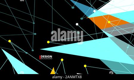 Résumé Contexte L'espace Polygonal avec connexion de points et de lignes.Vector Illustration pour fond d'écran, bannière, Fond, etc. Illustration de Vecteur