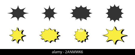 Vente Promo autocollant starburst et étiquette sunburst d'icônes. Vector set de black star price tag ou marque de qualité pour badge modèle vierge design vector set Illustration de Vecteur