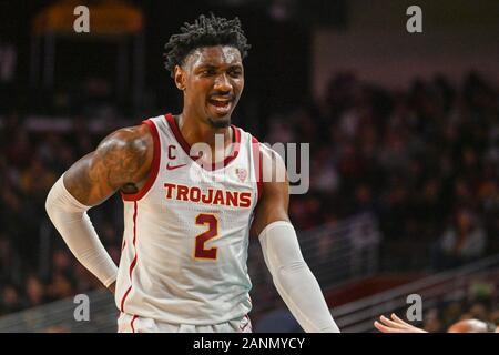 Southern California Trojans guard Jonas Mathews (2) au cours d'un match de basket-ball de NCAA college contre l'Ours d'or de la Californie, le Jeudi, Janvier 16, 2020, dans la région de Los Angeles. Les Troyens défait les haricots, 88-56. (Photo par IOS/ESPA-images) Banque D'Images