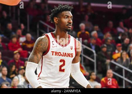 Southern California Trojans guard Jonas Mathews (2) observe au cours d'un match de basket-ball de NCAA college contre l'Ours d'or de la Californie, le Jeudi, Janvier 16, 2020, dans la région de Los Angeles. Les Troyens défait les haricots, 88-56. (Photo par IOS/ESPA-images) Banque D'Images