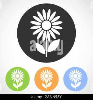 Icônes de fleurs isolé sur fond blanc. Fleur plate - vector illustration. Illustration de Vecteur