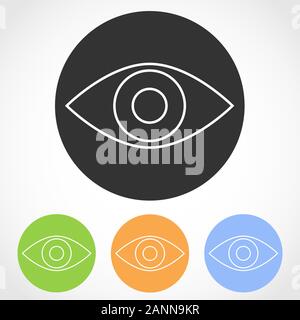 Oeil simple icônes - vector illustration. Ensemble d'icônes œil plat en quatre versions couleur concept. Illustration de Vecteur