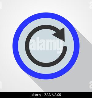 Bouton bleu avec l'image du recyclage noir signe. Icône de recycler - vector illustration. Illustration de Vecteur