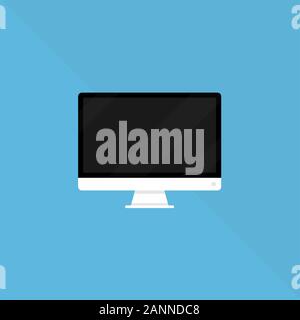 Écran de l'icône PC télévision avec style sur un fond bleu, vector illustration Illustration de Vecteur