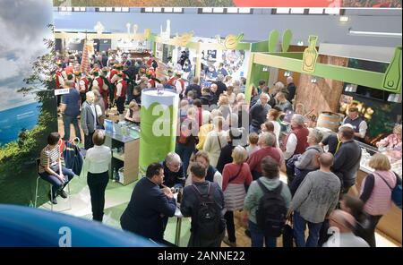 Berlin, Allemagne. 18 janvier, 2020. Personnes visitent la semaine verte sur la première journée du visiteur. Credit : Annette Riedl/dpa/Alamy Live News Banque D'Images