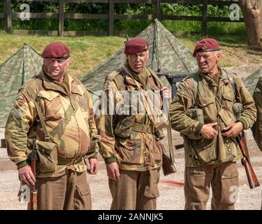 UK, Rothley - Juin 2018 : Des hommes vêtus d'uniforme des soldats de l'armée US pendant la guerre Banque D'Images