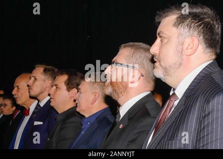 Varsovie, Pologne. 18 janvier, 2020. Janvier 18, 2020, Varsovie, Pologne : Le congrès électoral du parti de la Confédération et l'élection du candidat à la présidence de la République de Pologne, qui s'est tenue à Varsovie. Krzysztof Bosak a gagné.Dansle photo : Artur Dziambor, Janusz Korwin-Mikke, Grzegorz Braun, Jacek Wilk. Credit : Grzegorz Banaszak/ZUMA/Alamy Fil Live News Banque D'Images