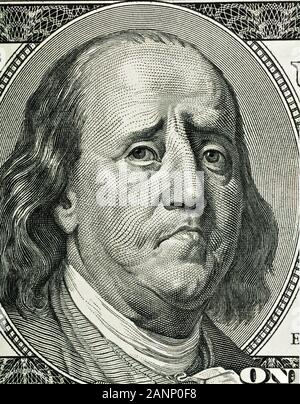 Portrait caricature de Franklin, semblable à un portrait sur one hundred dollar bill avers Banque D'Images