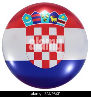 Le rendu 3D d'une Croatie drapeau national sur une icône de cercle isolé sur fond blanc Banque D'Images