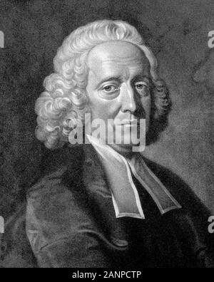 Stephen Hales (1677 - 1761) pasteur anglais qui ont apporté une contribution majeure à un éventail de domaines scientifiques, notamment la botanique, la chimie et la physiologie pneumatique Banque D'Images