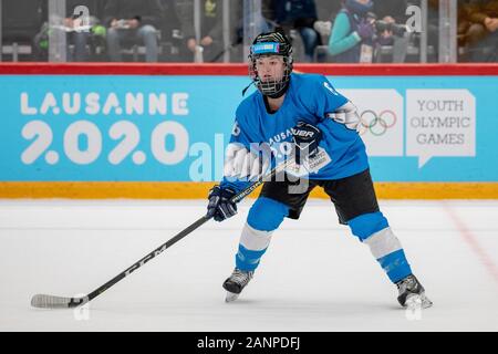 Mirren Foy (15) de l'équipe GB, lors des demi-finales de hockey sur glace 3 pour femmes aux Jeux Olympiques de la Jeunesse de Lausanne 2020 les 14 janvier 2020. Banque D'Images