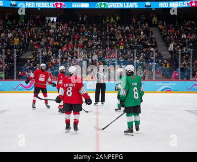 Mackenzie Stewart (15) de l'équipe GB lors de la finale masculine de hockey sur glace 3 aux Jeux Olympiques de la Jeunesse de Lausanne 2020 les 15 janvier 2020. Banque D'Images