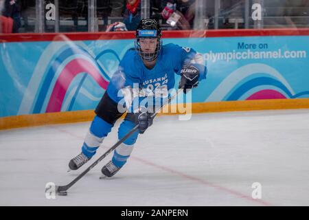 Team GB's Mirren Foy (15) lors du match de médaille de bronze de hockey sur glace féminin 3 aux Jeux Olympiques de la Jeunesse de Lausanne 2020 les 15 janvier 2020 Banque D'Images